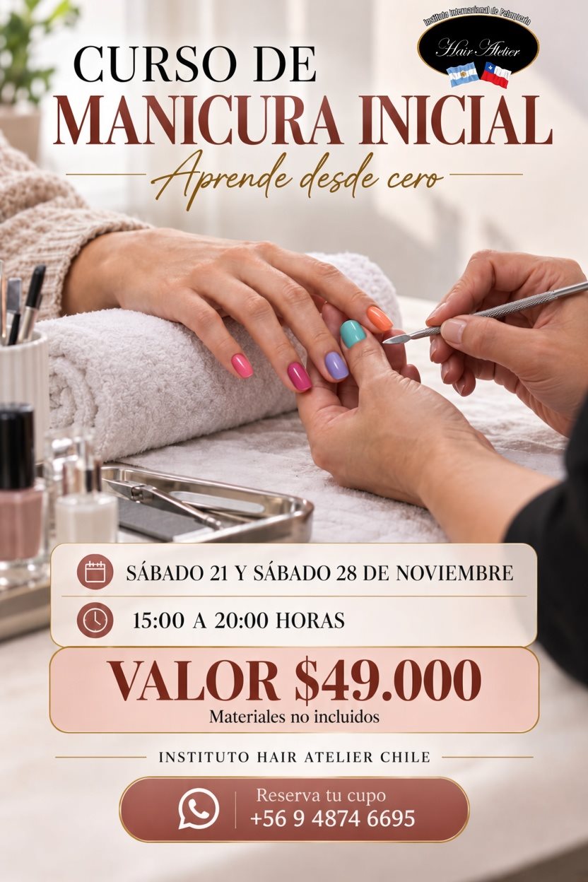 Curso de Manicure en Santiago - aprende manicura desde cero en dos sábados con el Instituto Hair Atelier Chile